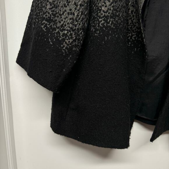 Eileen Fisher Womens Open Drape Blazer Jacket Size Large Black Gray Metallic - Picture 3 of 10